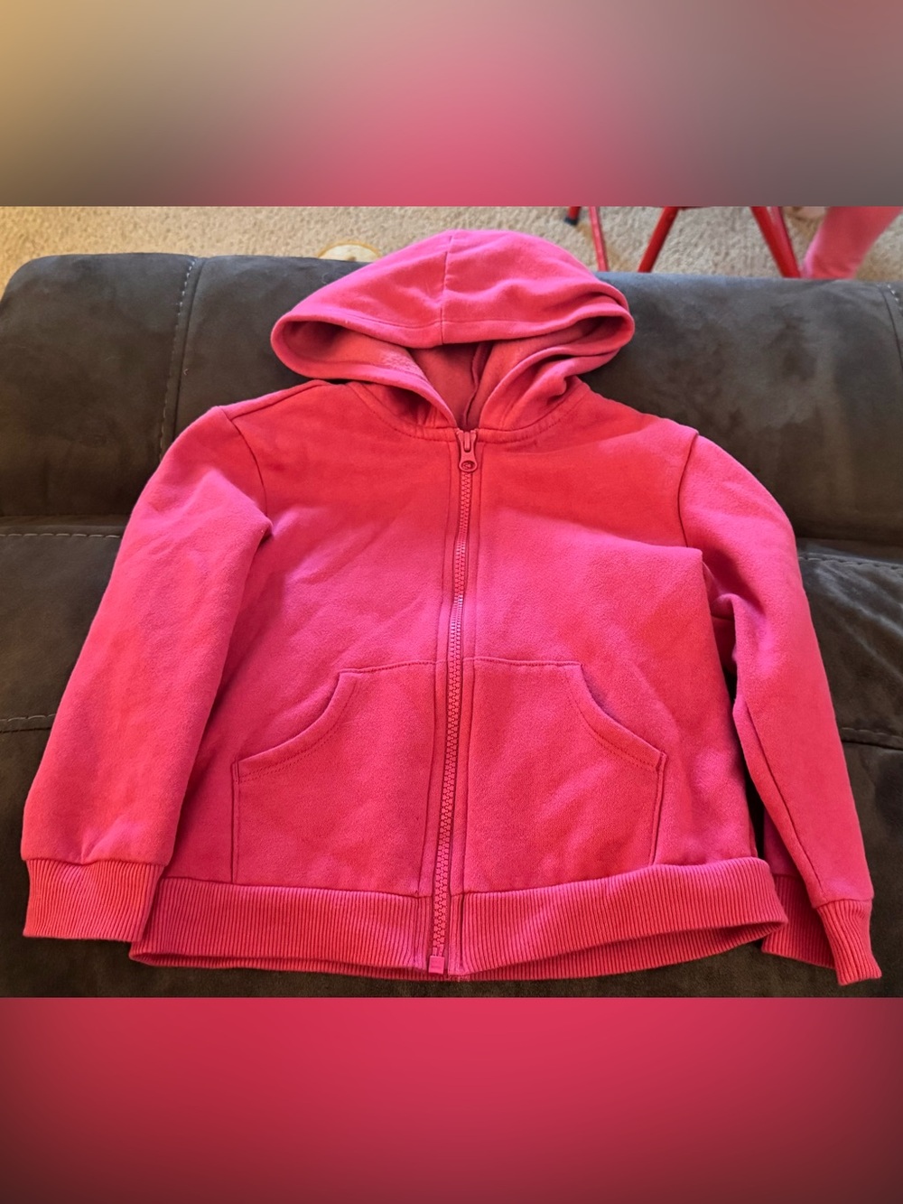 Girls' Pink Hooded Zip-Up Jacket